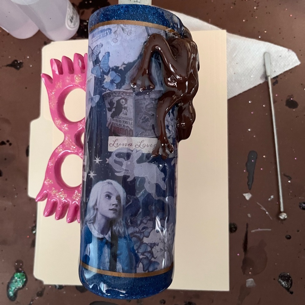 Blue and Brown Fantasy-Themed Tumbler